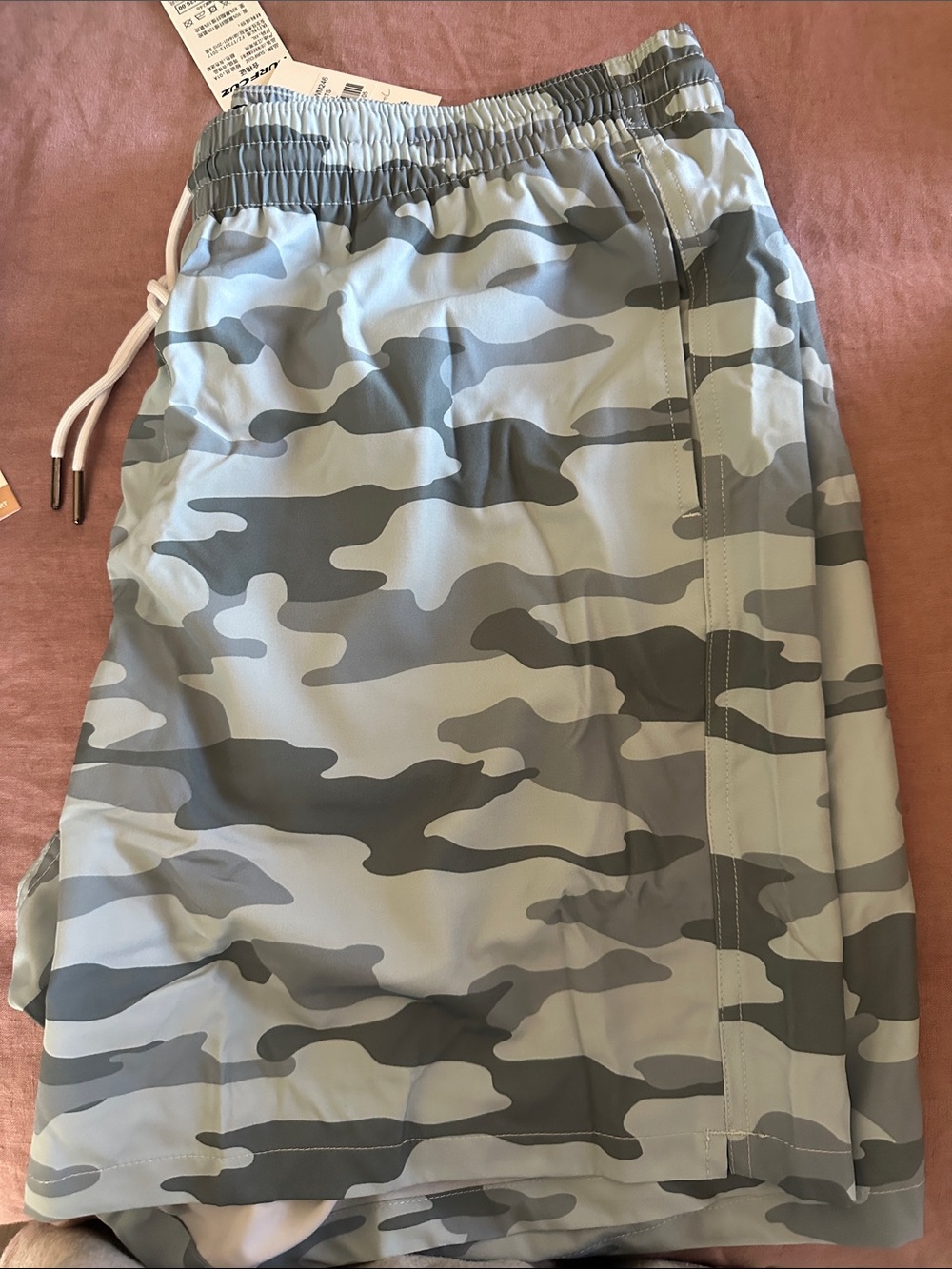 Men's Camo Swim Trunks in Light Gray & Olive